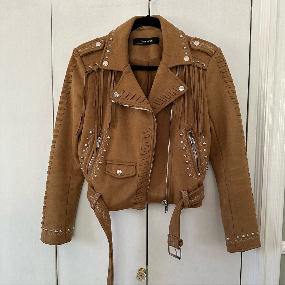 Faux Suede Fringe Jacket